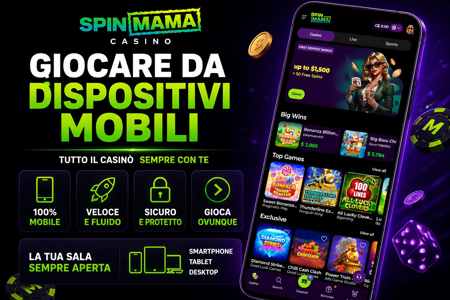 Spinmama giocare da dispositivi mobili